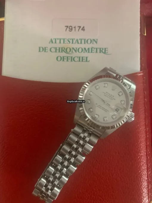 Amazing Replica Rolex Lady-datejust 179174 Caliber 2235 Automatic Movement 26mm Steel Case Womens Watch - Image 8