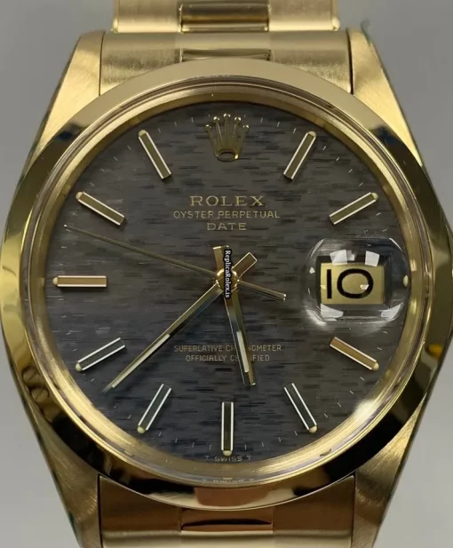 Fabulous Knockoff Rolex Oyster Perpetual Date 1500 Automatic Movement 36mm Yellow Gold Case Mens/unisex Watch - Image 4