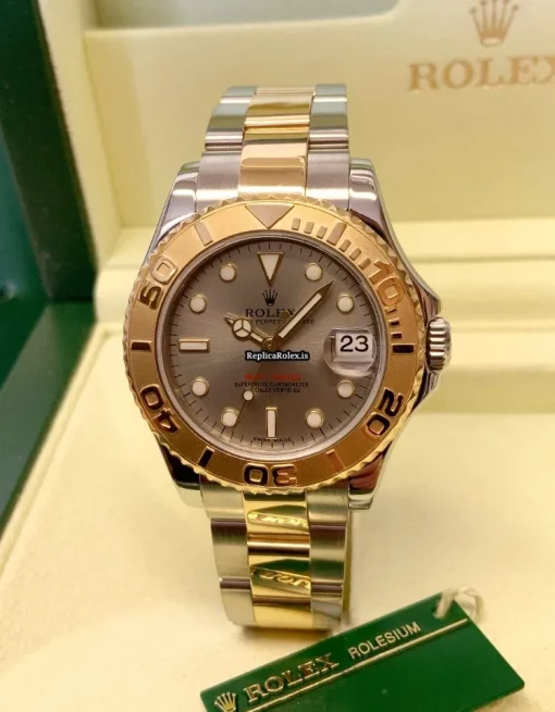 Amazing Replica Rolex Yacht-master 168623 Caliber 2235 Automatic Movement 35mm Gold/steel Case Mens/unisex Watch - Image 2