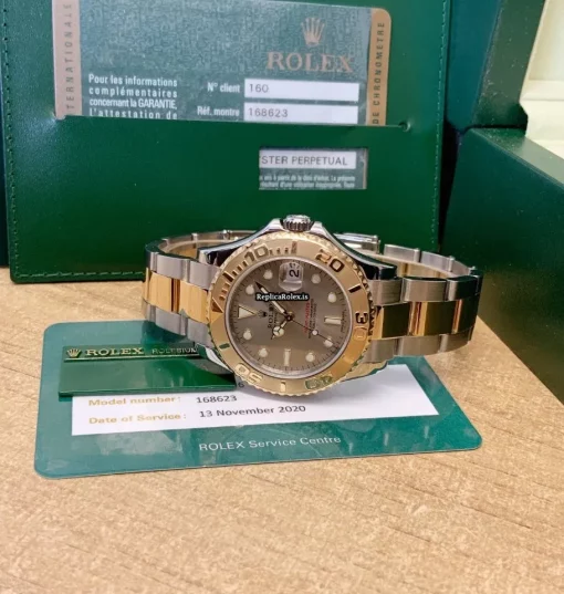 Amazing Replica Rolex Yacht-master 168623 Caliber 2235 Automatic Movement 35mm Gold/steel Case Mens/unisex Watch - Image 6