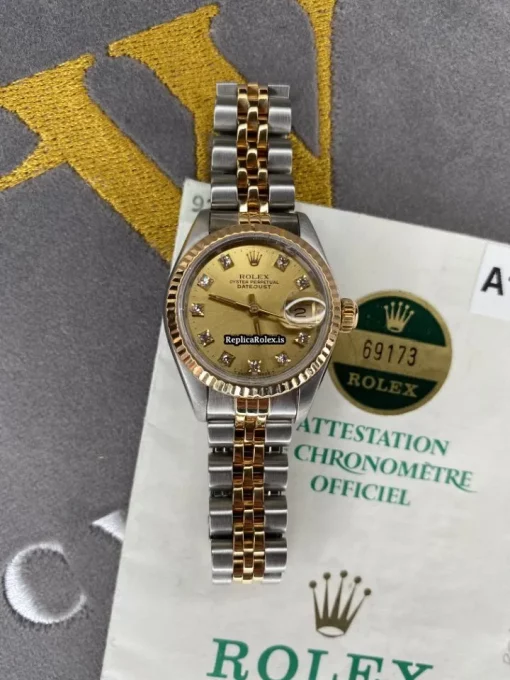 Nice Replica Rolex Lady-datejust 69173 Caliber 2135 Automatic Movement 26mm Steel Case Womens Watch - Image 9