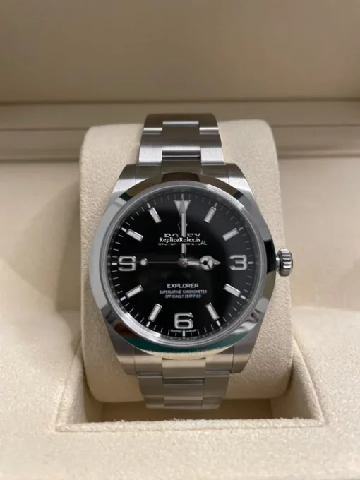 Luxury Replica Rolex Explorer 214270 Caliber 3132 Automatic Movement 39mm Steel Case Mens/unisex Watch - Image 9