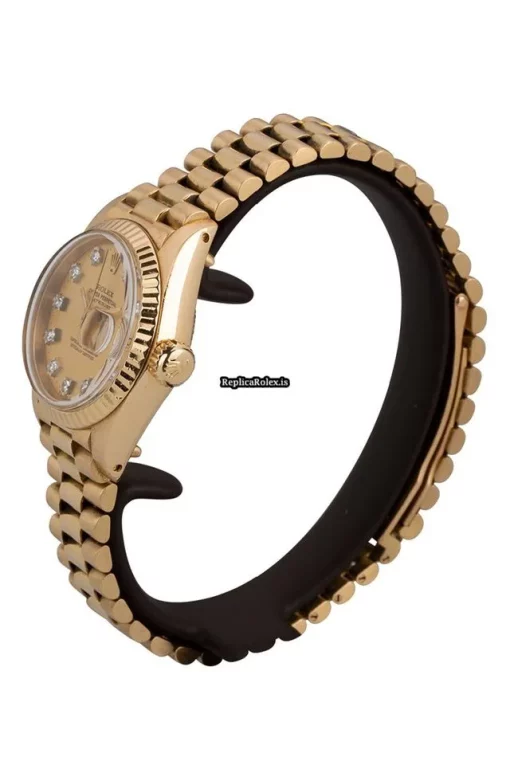 Durable Replica Rolex Lady-datejust 6917 Caliber 2030 Automatic Movement 26mm Yellow Gold Case Womens Watch - Image 2