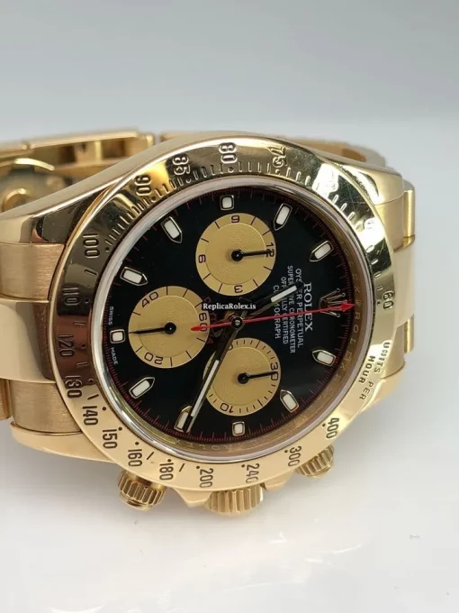 Lovely Replica Rolex Daytona 116528 Caliber 4130 Automatic Movement 40mm Yellow Gold Case Mens/unisex Watch - Image 2