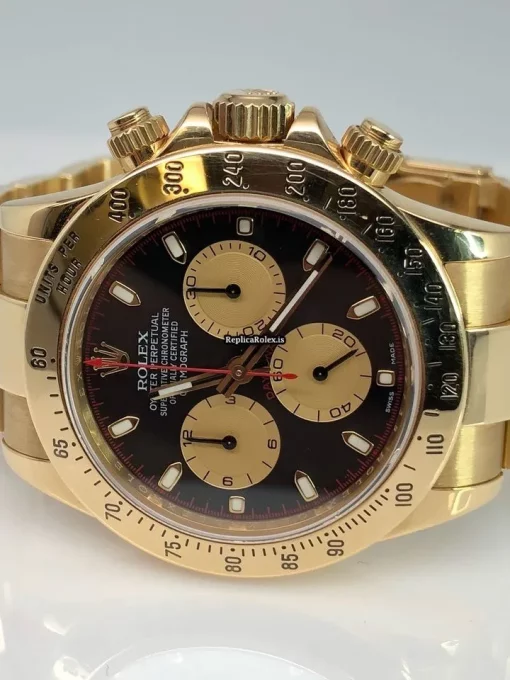 Lovely Replica Rolex Daytona 116528 Caliber 4130 Automatic Movement 40mm Yellow Gold Case Mens/unisex Watch - Image 7