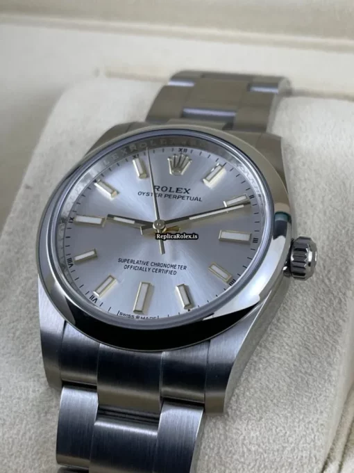 Cheap Knockoff Rolex Oyster Perpetual 34 124200-0001 Automatic Movement 34mm Steel Case Womens Watch - Image 3