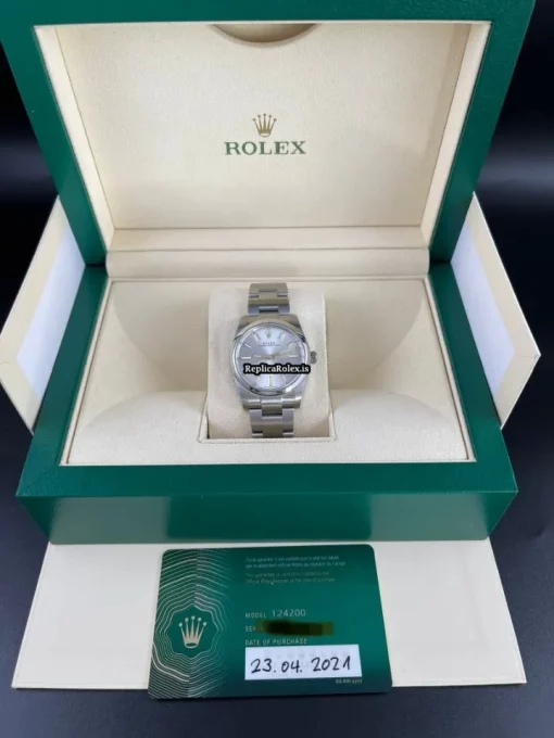 Cheap Knockoff Rolex Oyster Perpetual 34 124200-0001 Automatic Movement 34mm Steel Case Womens Watch - Image 5