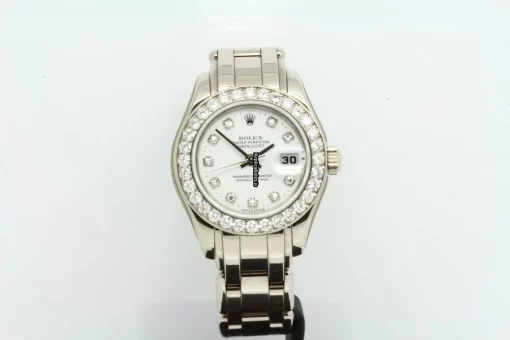 Fabulous Replica Rolex Lady-datejust Pearlmaster 69299 Automatic Movement 29mm White Gold Case Womens Watch - Image 4