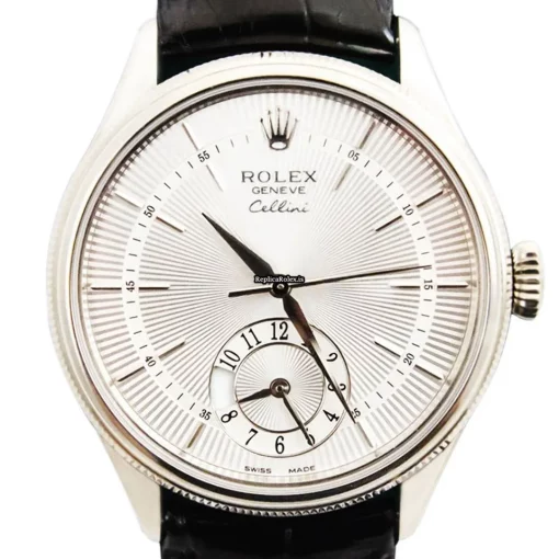 Lovely Fakes Rolex Cellini Dual Time 50529 Caliber 3180 Automatic Movement 39mm White Gold Case Mens/unisex Watch