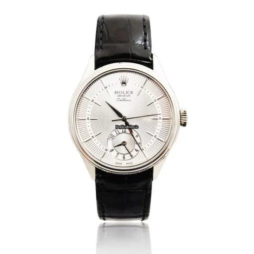 Lovely Fakes Rolex Cellini Dual Time 50529 Caliber 3180 Automatic Movement 39mm White Gold Case Mens/unisex Watch - Image 2