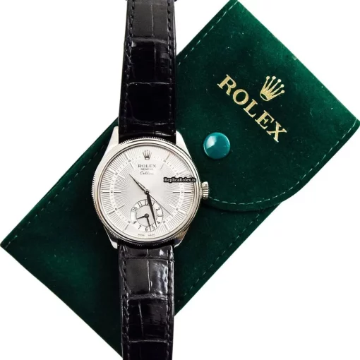 Lovely Fakes Rolex Cellini Dual Time 50529 Caliber 3180 Automatic Movement 39mm White Gold Case Mens/unisex Watch - Image 4