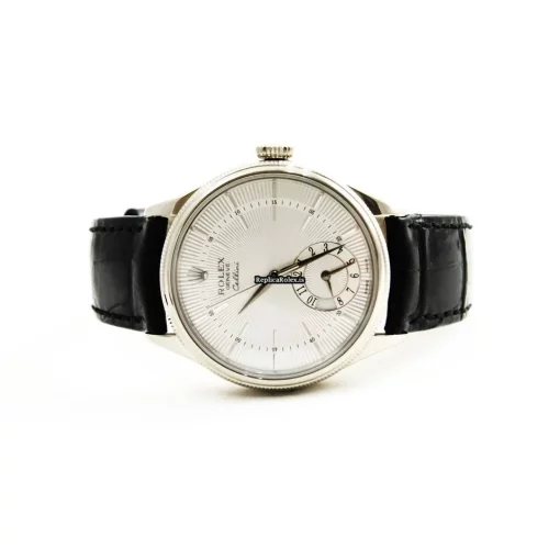 Lovely Fakes Rolex Cellini Dual Time 50529 Caliber 3180 Automatic Movement 39mm White Gold Case Mens/unisex Watch - Image 5