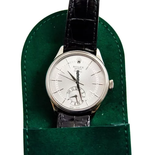 Lovely Fakes Rolex Cellini Dual Time 50529 Caliber 3180 Automatic Movement 39mm White Gold Case Mens/unisex Watch - Image 6