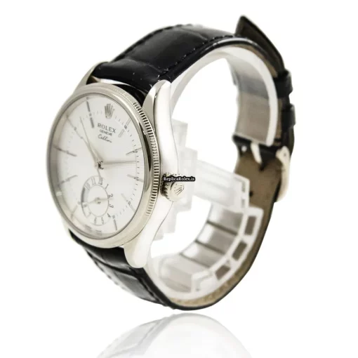 Lovely Fakes Rolex Cellini Dual Time 50529 Caliber 3180 Automatic Movement 39mm White Gold Case Mens/unisex Watch - Image 7