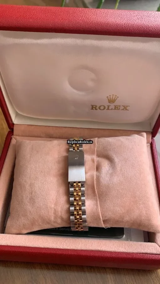 Fine Replica Rolex Oyster Perpetual Lady Date 69163 Caliber 2135 Automatic Movement 26mm Gold/steel Case Womens Watch - Image 4