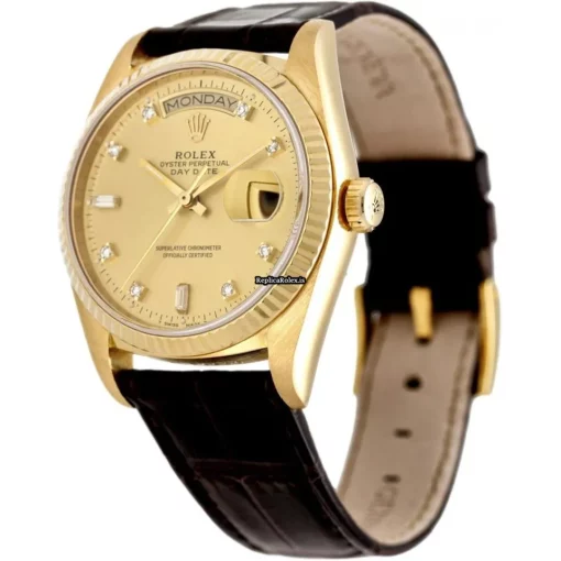 Amazing Fake Rolex Day-date 36 18038 Automatic Movement Yellow Gold Case Watch - Image 3