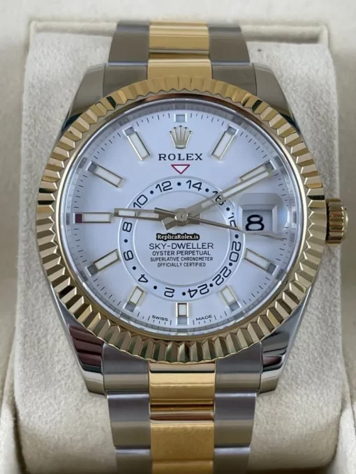 Durable Replicas Rolex Sky-dweller 326933 Caliber 9001 Automatic Movement 42mm Gold/steel Case Mens/unisex Watch - Image 2