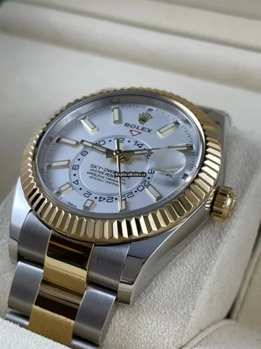 Durable Replicas Rolex Sky-dweller 326933 Caliber 9001 Automatic Movement 42mm Gold/steel Case Mens/unisex Watch - Image 3