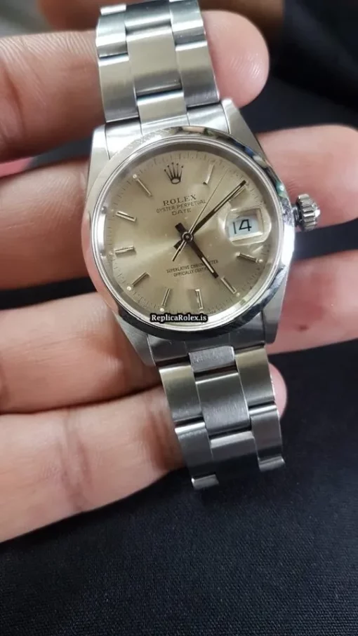 Remarkable Replica Rolex Oyster Perpetual Date 1500 Caliber 3135 Automatic Movement 34x42mm Steel Case Mens/unisex Watch - Image 12