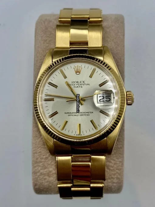 Defect Replica Rolex Oyster Perpetual Date 1503 Caliber 1570 Automatic Movement 34mm Yellow Gold Case Mens/unisex Watch - Image 10