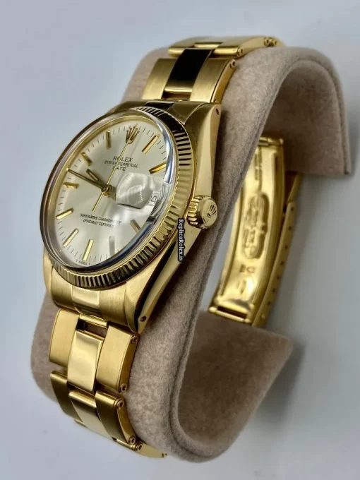 Defect Replica Rolex Oyster Perpetual Date 1503 Caliber 1570 Automatic Movement 34mm Yellow Gold Case Mens/unisex Watch - Image 2