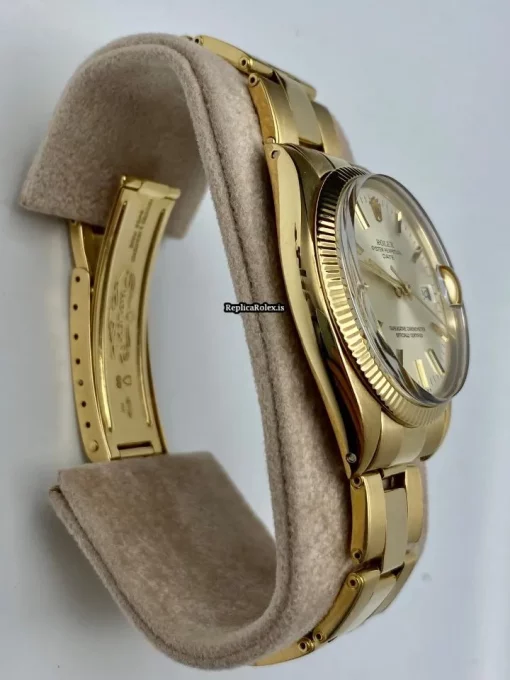 Defect Replica Rolex Oyster Perpetual Date 1503 Caliber 1570 Automatic Movement 34mm Yellow Gold Case Mens/unisex Watch - Image 3