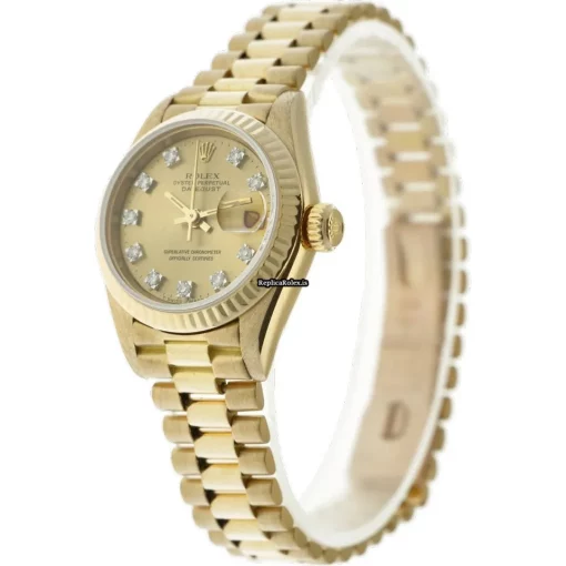 Trustworthy Replica Rolex Lady-datejust 69178 Caliber 2135 Automatic Movement 26mm Yellow Gold Case Womens Watch - Image 3