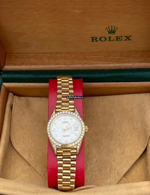 Best Fake Rolex Lady-datejust 69178 Caliber 2135 Automatic Movement 26mm Yellow Gold Case Womens Watch - Image 4