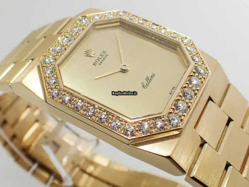 Incredible Replica Rolex Cellini 4951 Caliber 1602 Manual Winding Movement 27x36mm Yellow Gold Case Womens Watch - Image 4