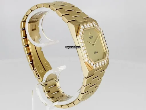 Incredible Replica Rolex Cellini 4951 Caliber 1602 Manual Winding Movement 27x36mm Yellow Gold Case Womens Watch - Image 6