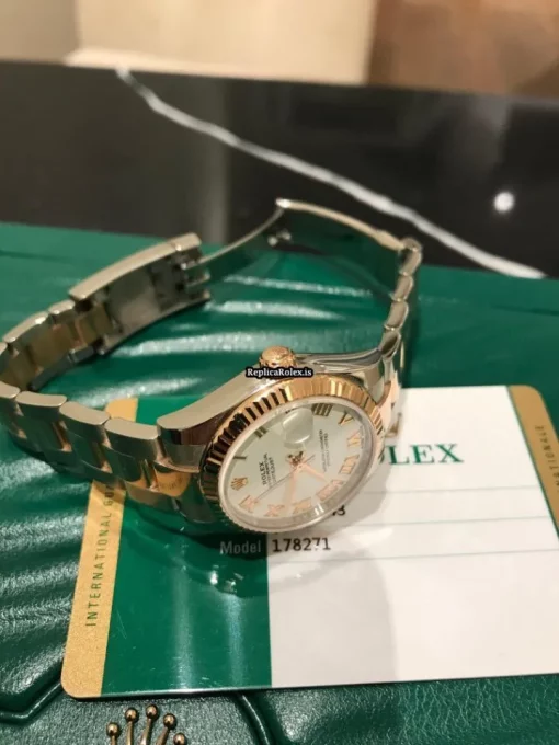 High Quality Replica Rolex Lady-datejust 178271 Caliber 2235 Automatic Movement 31mm Gold/steel Case Womens Watch - Image 12