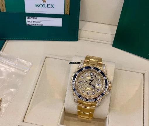 Nice Replica Rolex Gmt-master II 116758sa Automatic Movement 40mm Yellow Gold Case Mens/unisex Watch - Image 7