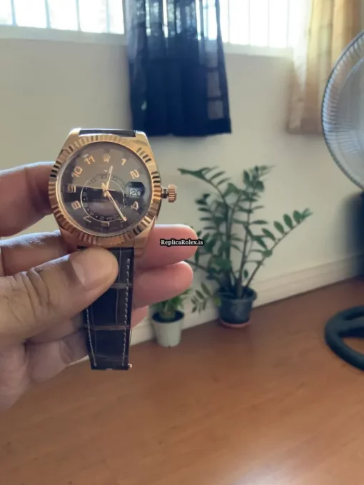 Reliable Fake Rolex Sky-dweller 326135 Caliber 9001 Automatic Movement 42mm Rose Gold Case Mens/unisex Watch - Image 11