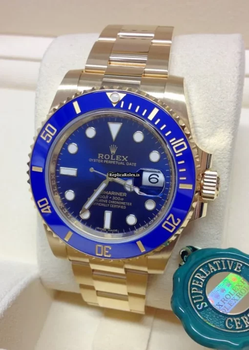 Fine Fake Rolex Submariner Date 116618lb Caliber 3135 Automatic Movement 40mm Yellow Gold Case Mens/unisex Watch - Image 2