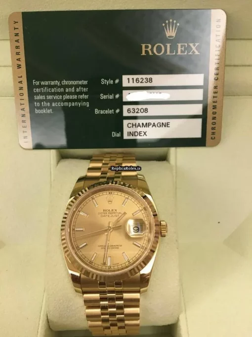 Fantastic Replica Rolex Datejust 116238 Caliber 3135 Automatic Movement 36mm Yellow Gold Case Mens/unisex Watch
