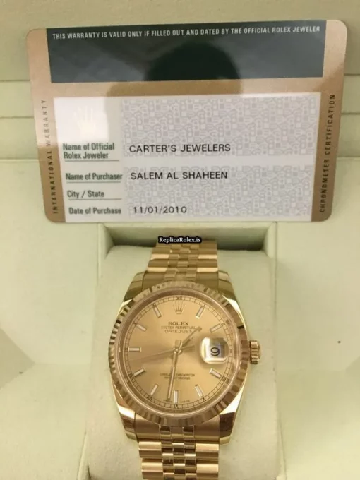 Fantastic Replica Rolex Datejust 116238 Caliber 3135 Automatic Movement 36mm Yellow Gold Case Mens/unisex Watch - Image 3