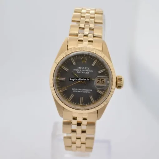 Unique Fake Rolex Lady-datejust 6917 Automatic Movement 26mm Yellow Gold Case Womens Watch - Image 2