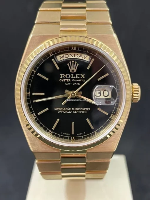 Nice Copy Rolex Day-date Oysterquartz 19018 Caliber 5055 Quartz Movement 36mm Yellow Gold Case Mens/unisex Watch