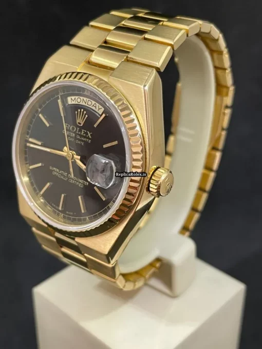 Nice Copy Rolex Day-date Oysterquartz 19018 Caliber 5055 Quartz Movement 36mm Yellow Gold Case Mens/unisex Watch - Image 2