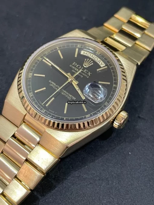 Nice Copy Rolex Day-date Oysterquartz 19018 Caliber 5055 Quartz Movement 36mm Yellow Gold Case Mens/unisex Watch - Image 8