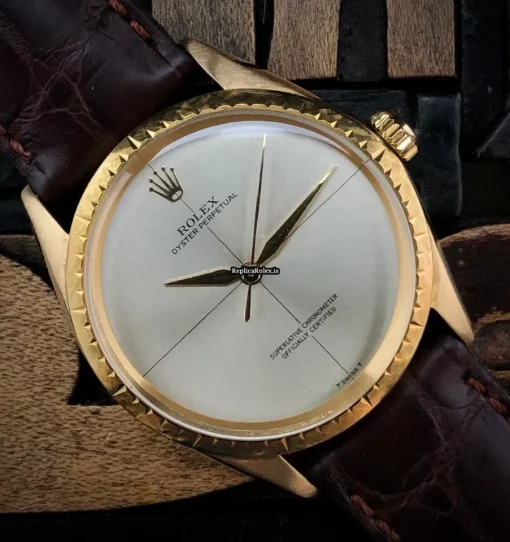 Durable Replica Rolex Oyster Perpetual 1009 Automatic Movement 34mm Yellow Gold Case Mens/unisex Watch