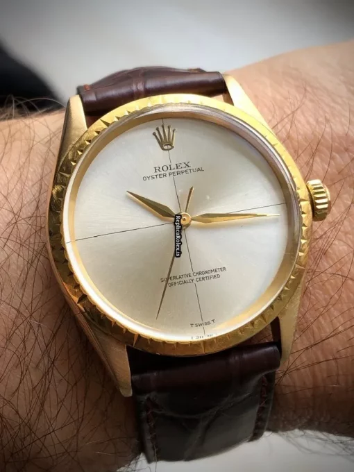 Durable Replica Rolex Oyster Perpetual 1009 Automatic Movement 34mm Yellow Gold Case Mens/unisex Watch - Image 11