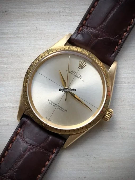 Durable Replica Rolex Oyster Perpetual 1009 Automatic Movement 34mm Yellow Gold Case Mens/unisex Watch - Image 13