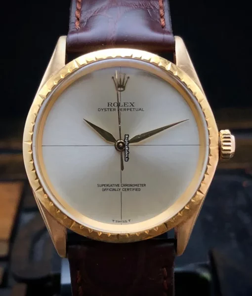 Durable Replica Rolex Oyster Perpetual 1009 Automatic Movement 34mm Yellow Gold Case Mens/unisex Watch - Image 2
