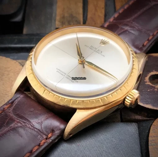 Durable Replica Rolex Oyster Perpetual 1009 Automatic Movement 34mm Yellow Gold Case Mens/unisex Watch - Image 5