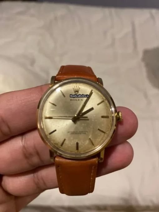 Defect Fake Rolex Oyster Precision 9659 Automatic Movement 34mm Yellow Gold Case Mens/unisex Watch - Image 8