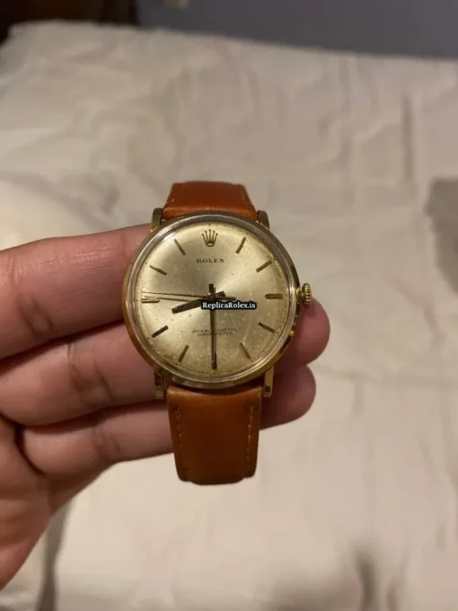Defect Fake Rolex Oyster Precision 9659 Automatic Movement 34mm Yellow Gold Case Mens/unisex Watch - Image 9