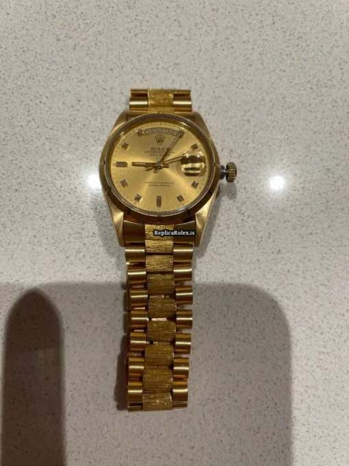 Excellent Fake Rolex Day-date 36 18078 Caliber 3055 Automatic Movement 36mm Yellow Gold Case Mens/unisex Watch - Image 7