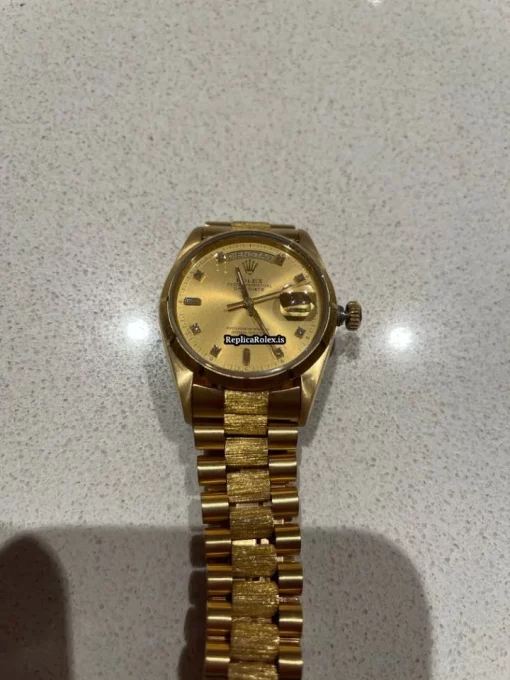 Excellent Fake Rolex Day-date 36 18078 Caliber 3055 Automatic Movement 36mm Yellow Gold Case Mens/unisex Watch - Image 8