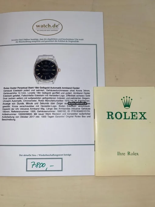 Nice Replica Rolex Oyster Perpetual 34 1005 Caliber 1570 Automatic Movement 34mm Yellow Gold Case Mens/unisex Watch - Image 4